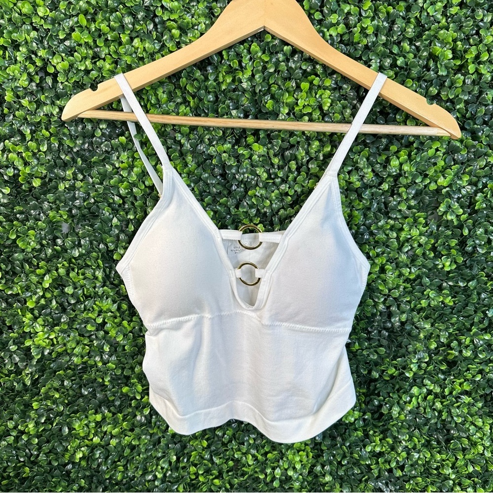White Adjustabel straps gold tone hardware bralette crop top nwt